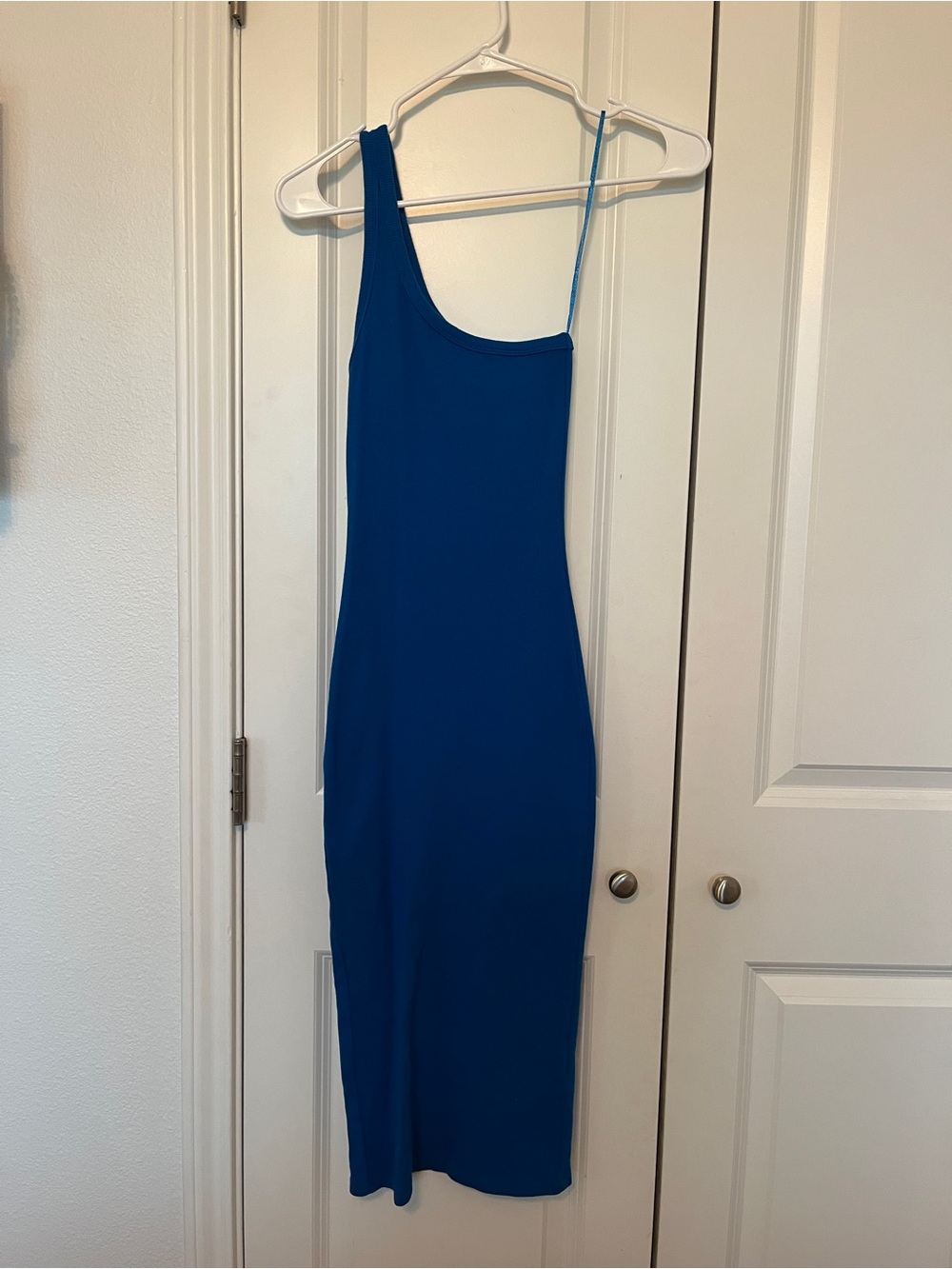 Zara One-Shoulder Royal Blue Midi Dress